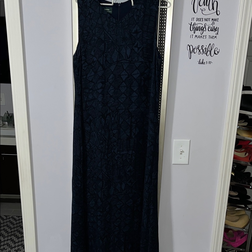 Ralph Lauren Navy Silk Patterned Maxi Dress
